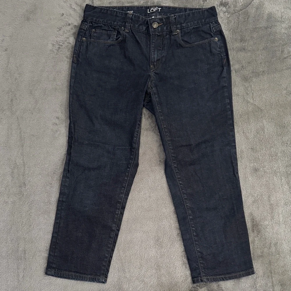 LOFT Dark Blue Women's Sz 6/28 Curvy Crop Jeans Everyday Wear Fall Staple